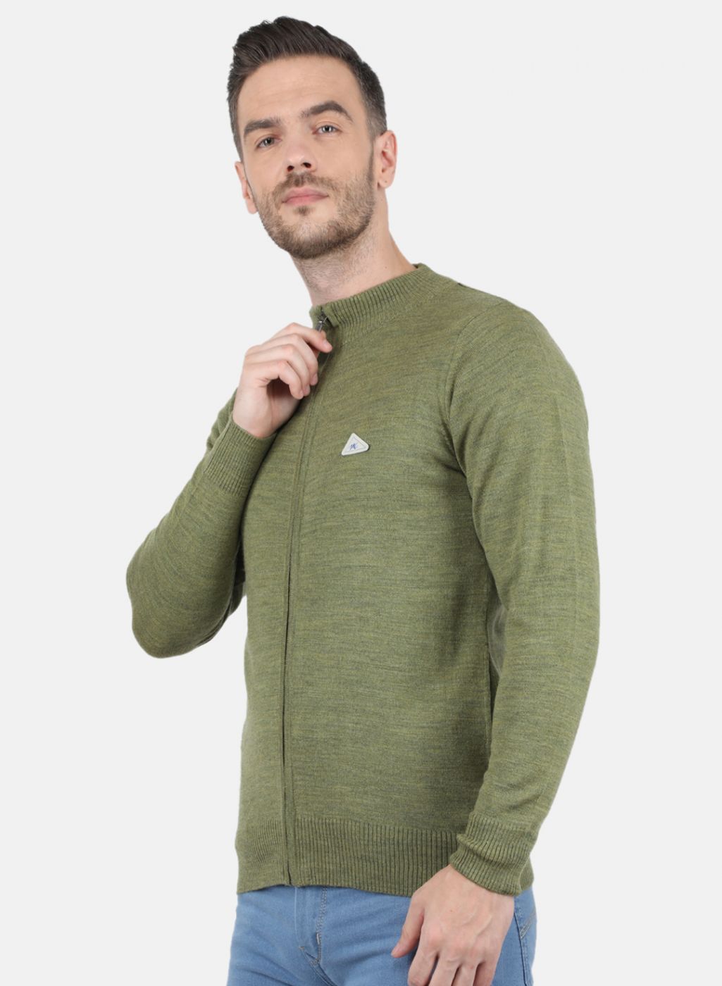 Men Olive Solid Pullover