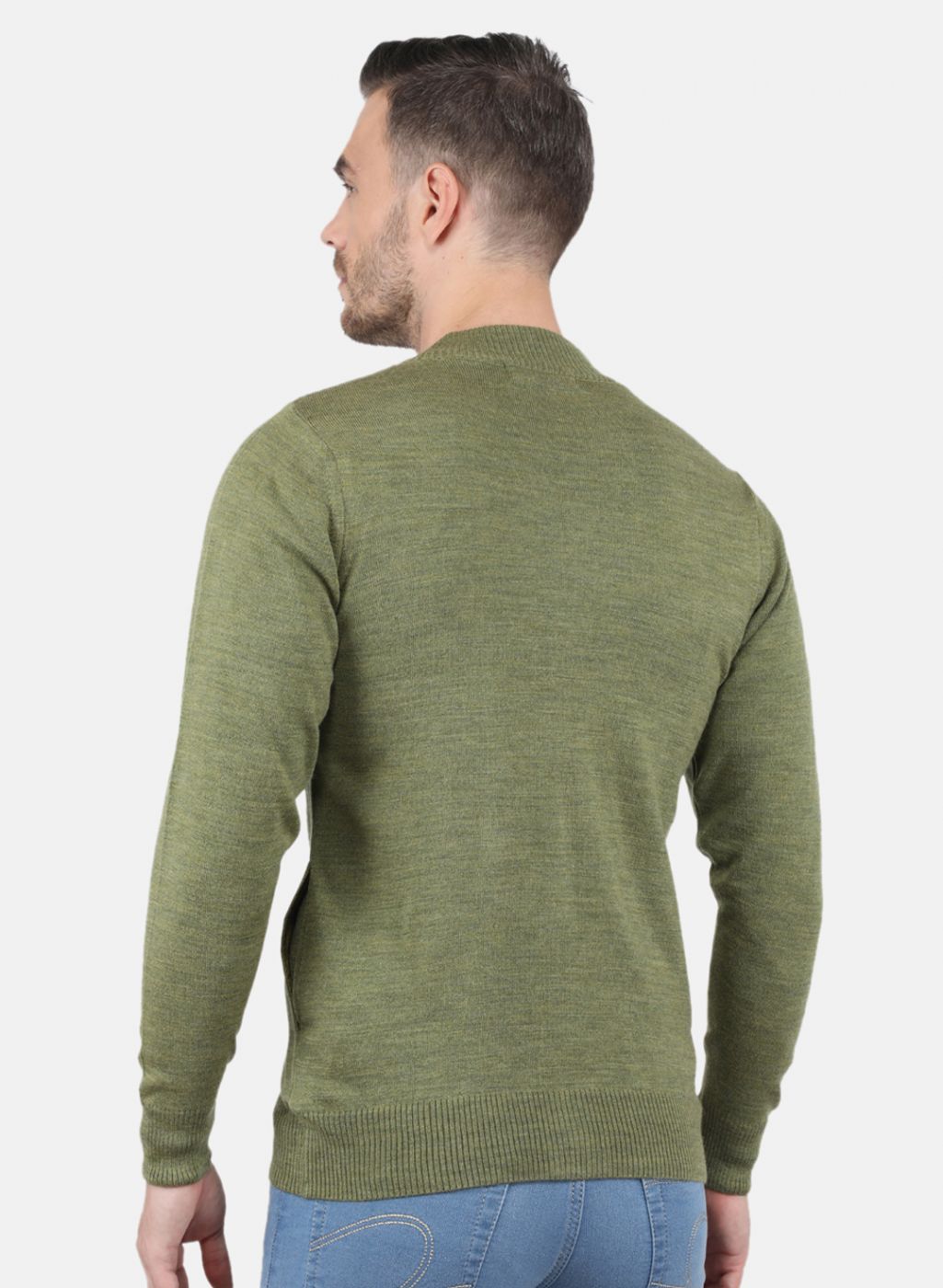 Men Olive Solid Pullover