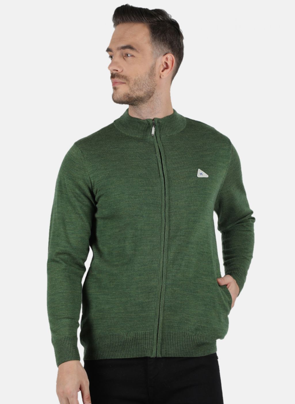 Men Olive Solid Pullover