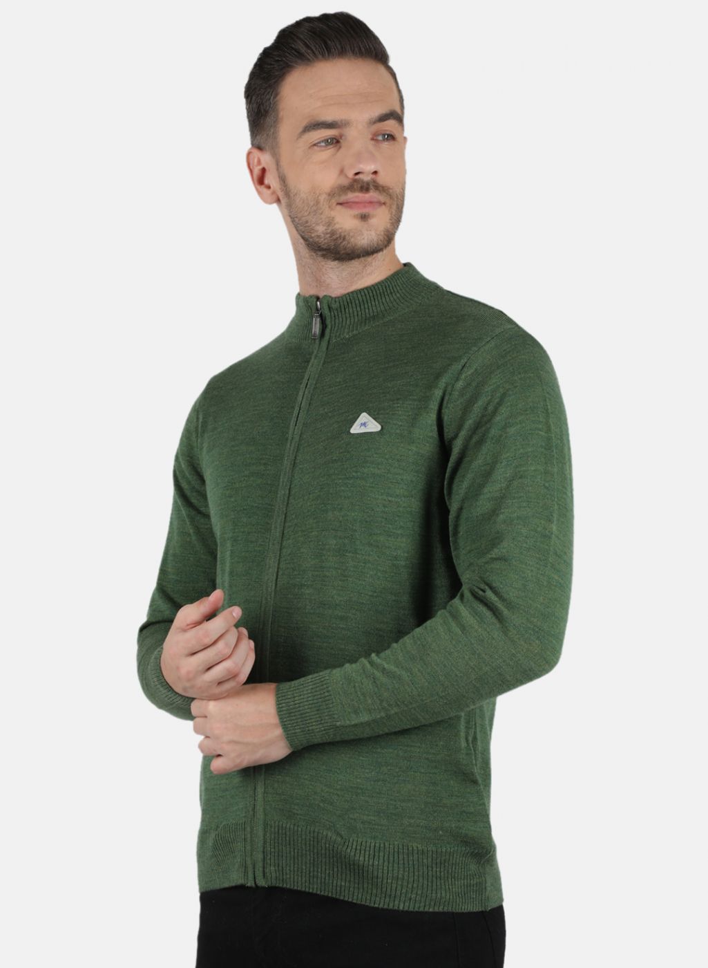 Men Olive Solid Pullover