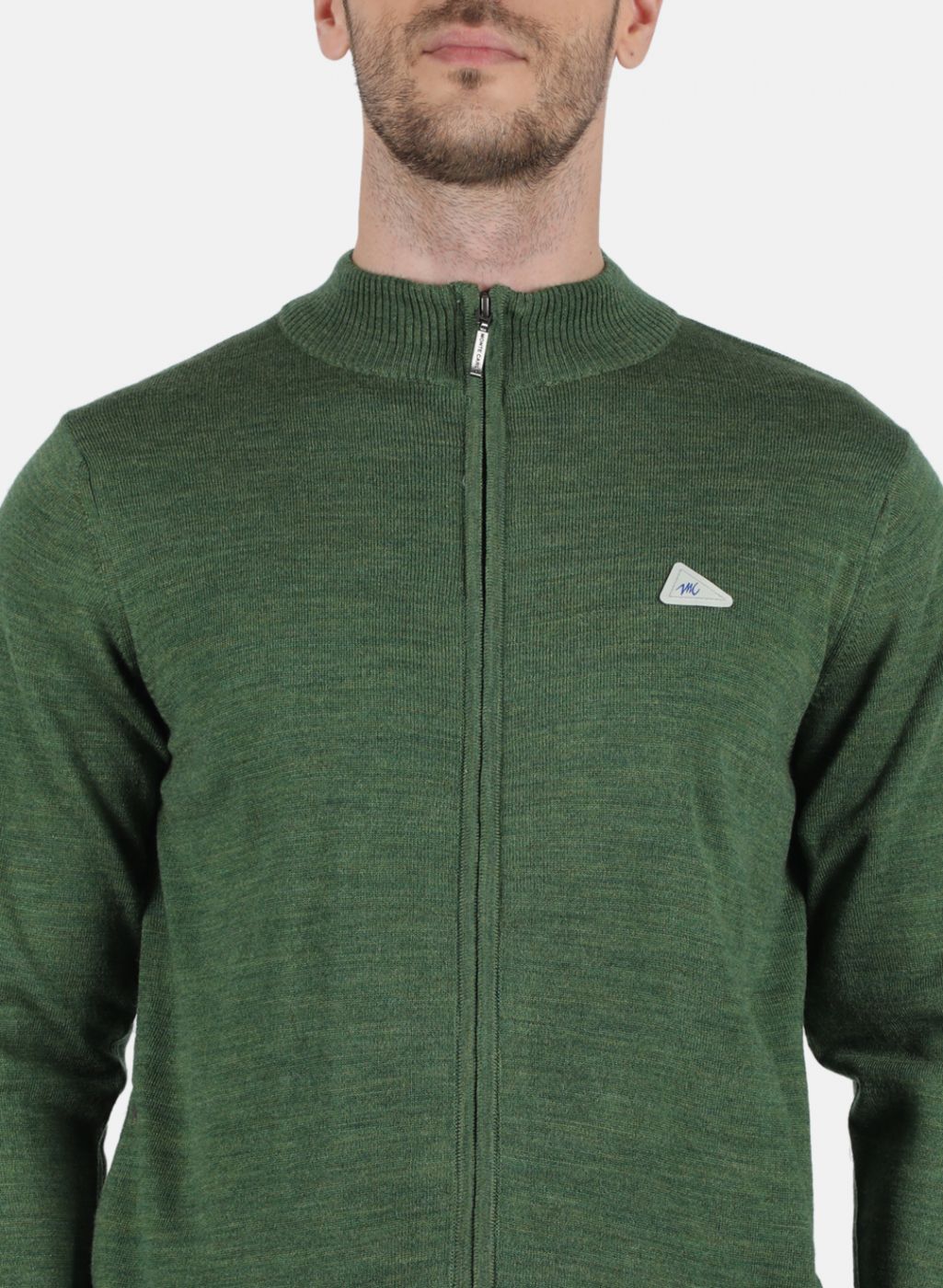 Men Olive Solid Pullover