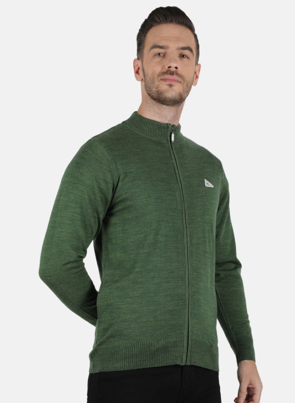 Men Olive Solid Pullover