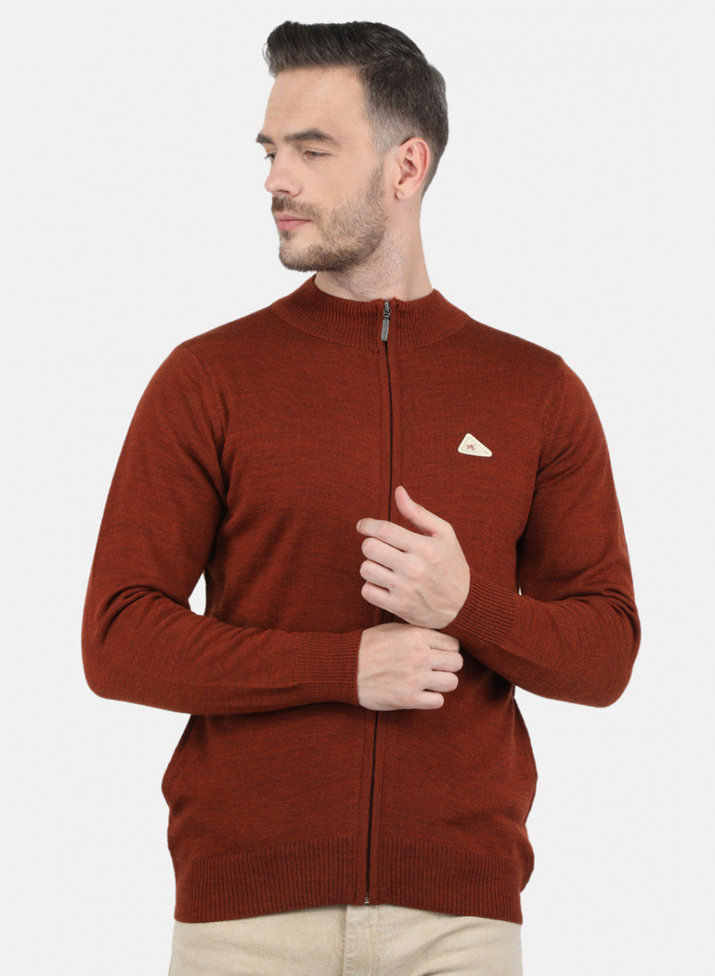 Men Brown Solid Pullover