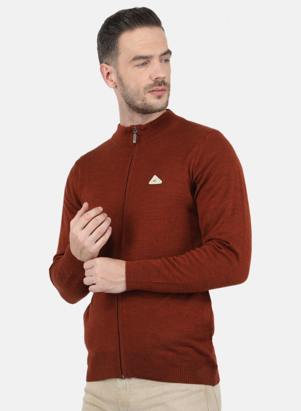 Men Brown Solid Pullover