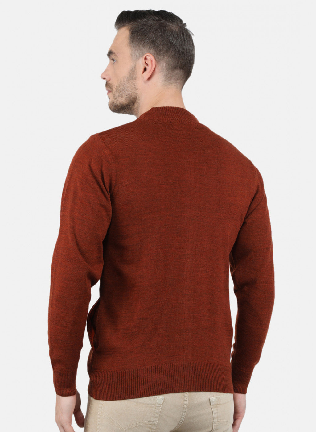 Men Brown Solid Pullover