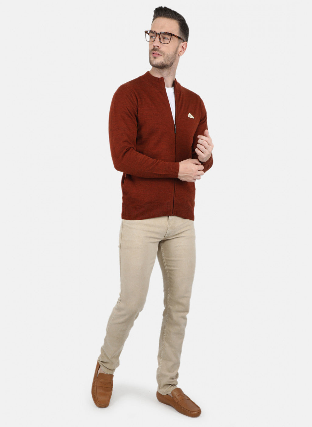 Men Brown Solid Pullover