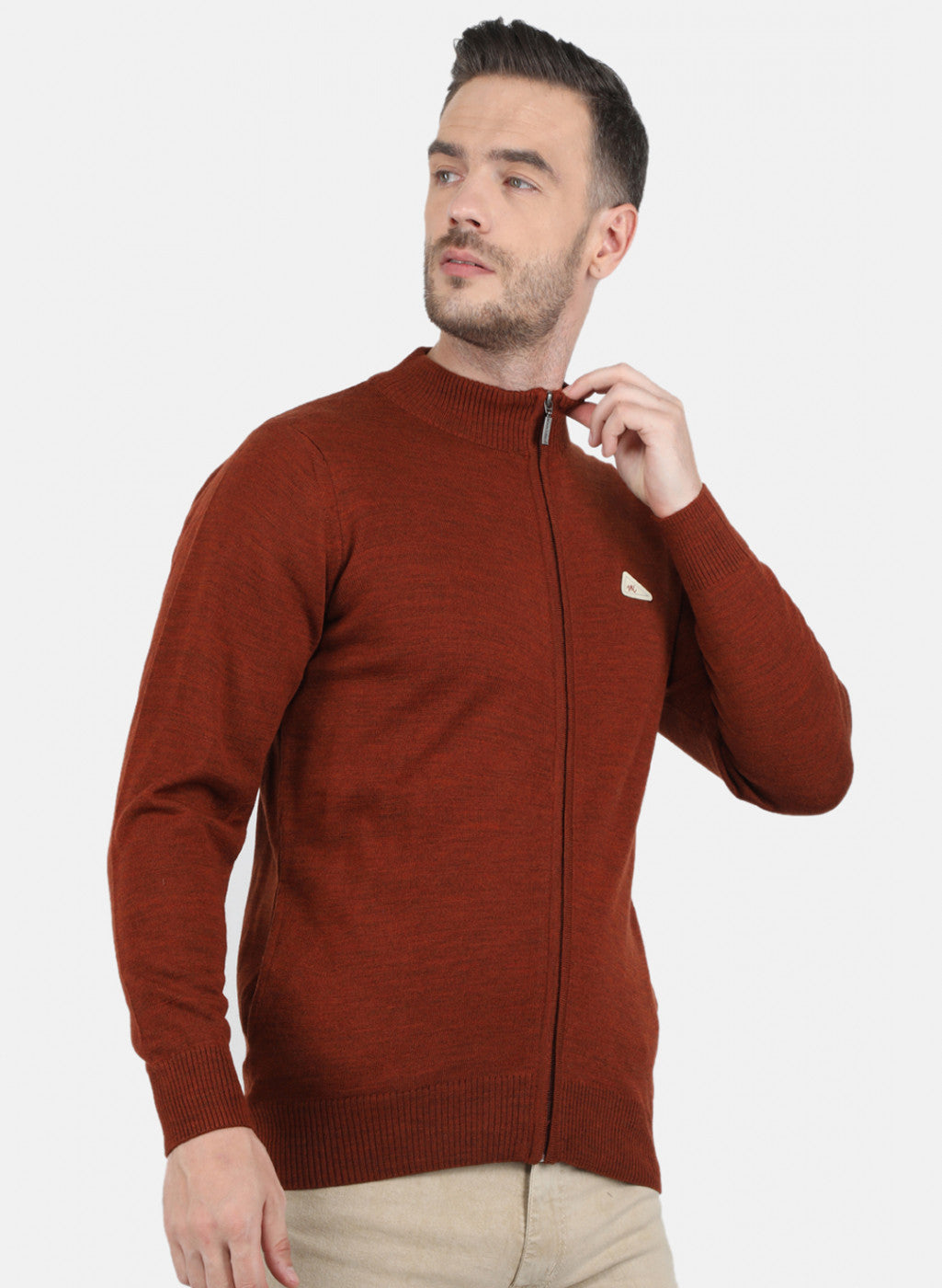 Men Brown Solid Pullover