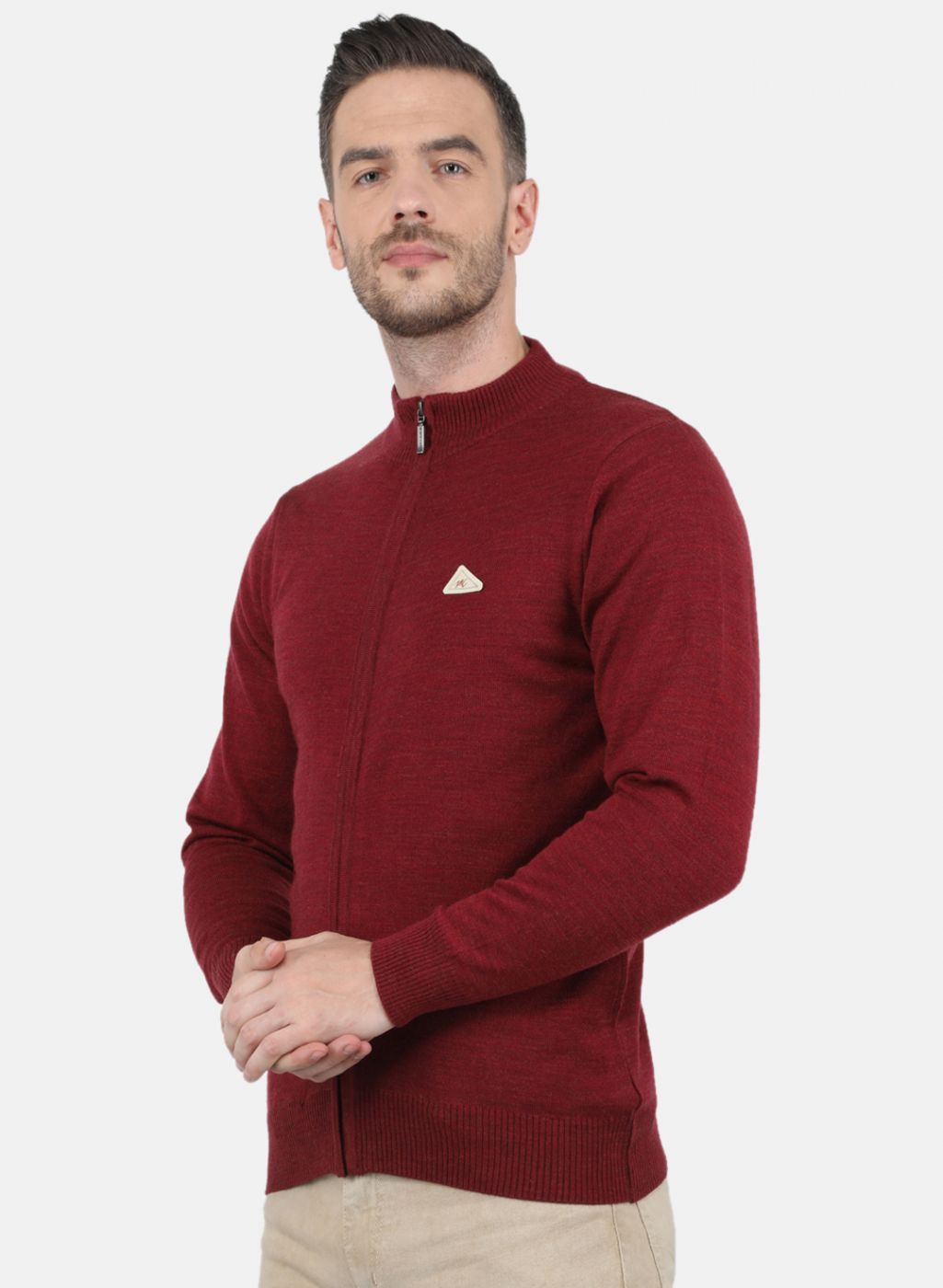 Men Maroon Solid Pullover