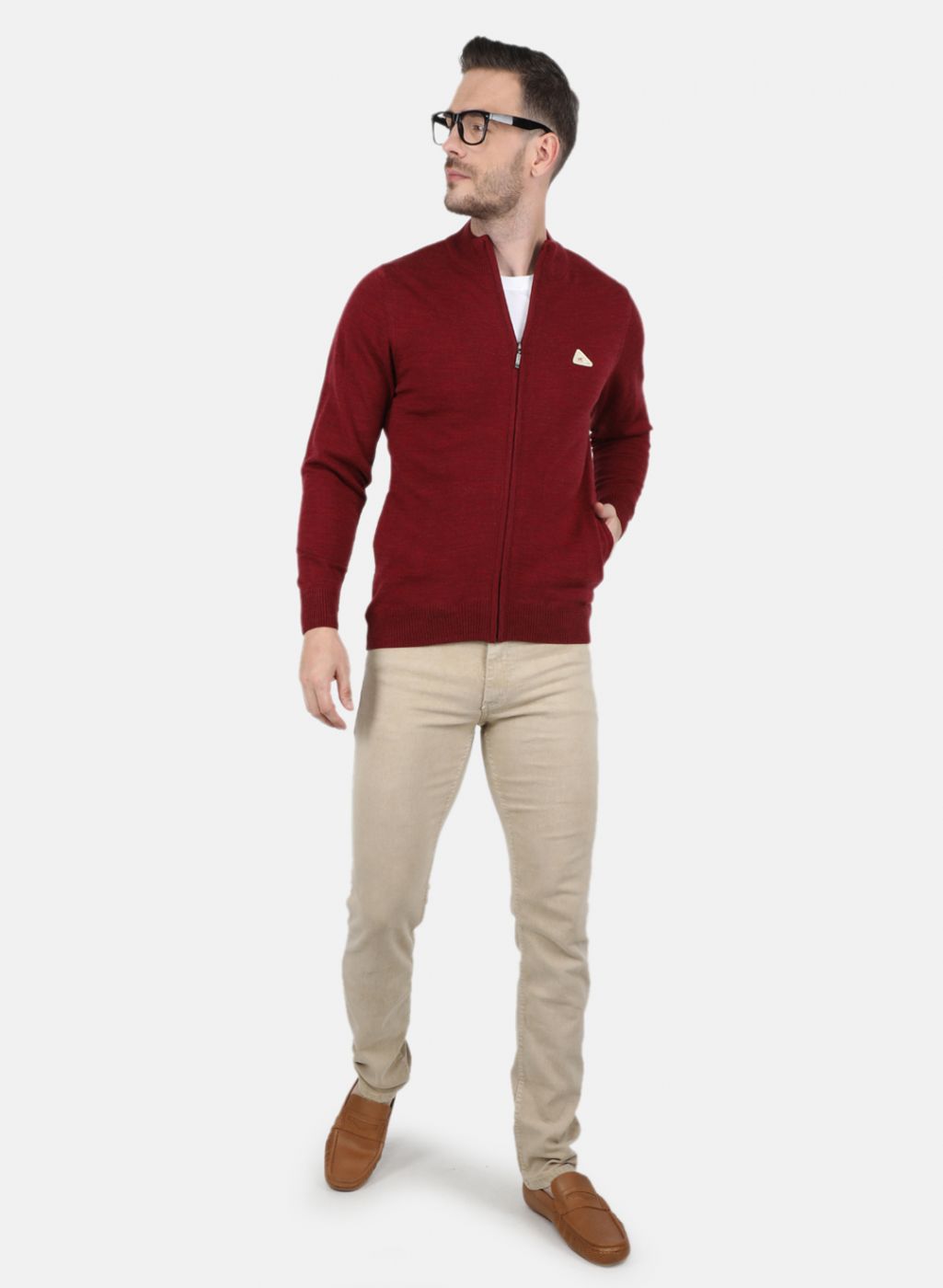 Men Maroon Solid Pullover