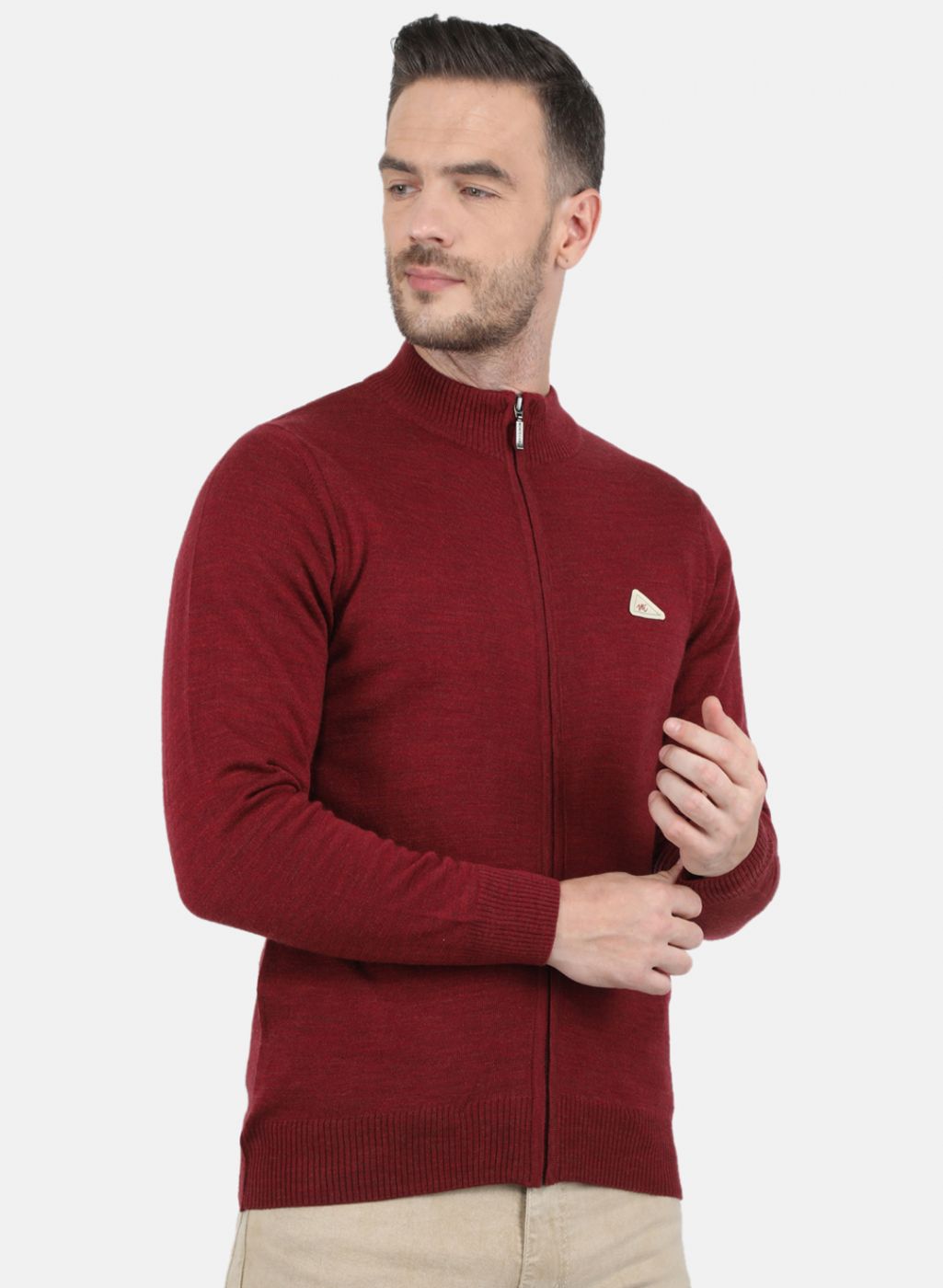 Men Maroon Solid Pullover