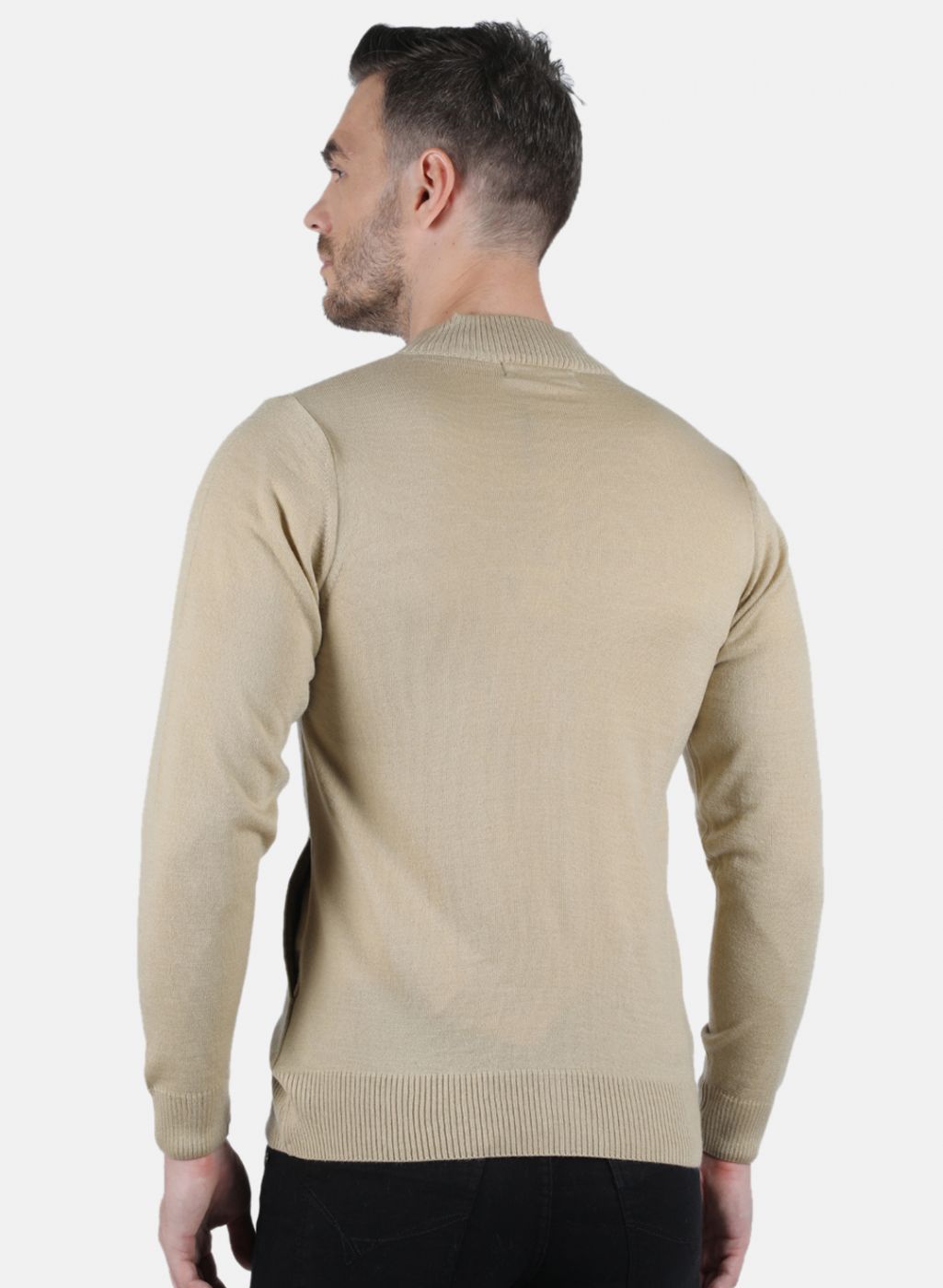 Men Beige Solid Pullover