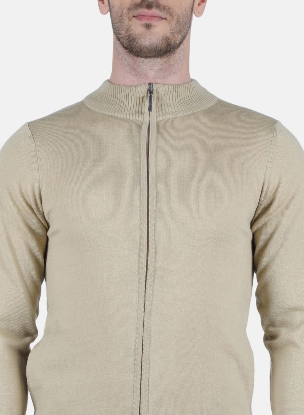 Men Beige Solid Pullover