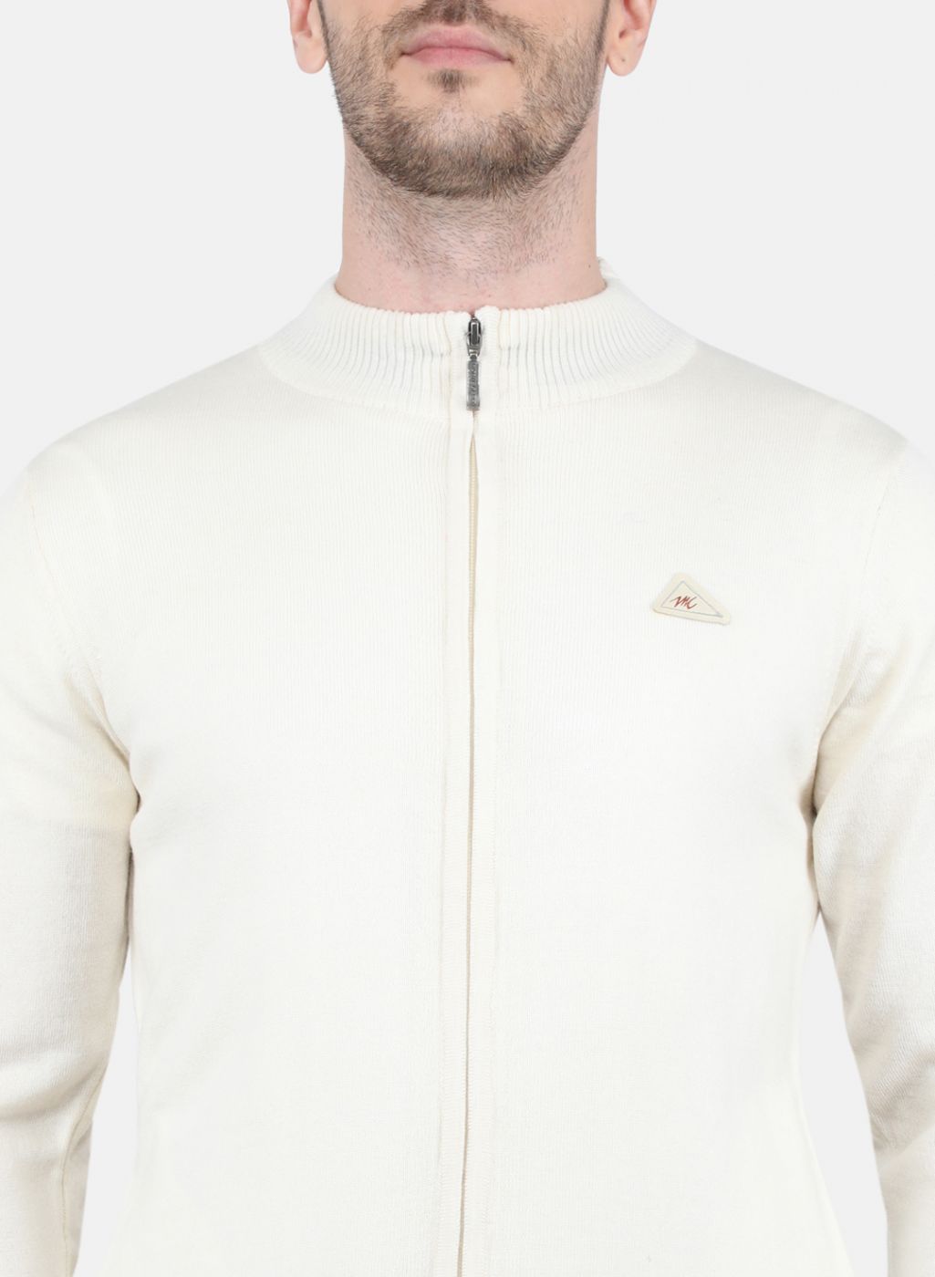 Men Off White Solid Pullover