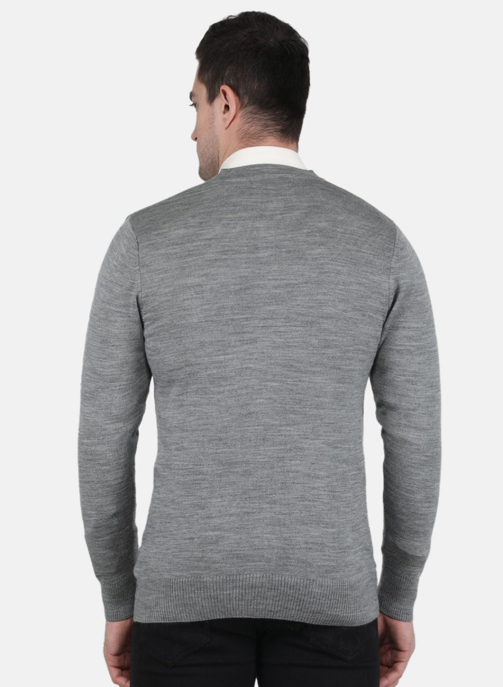 Men Grey Solid Cardigan