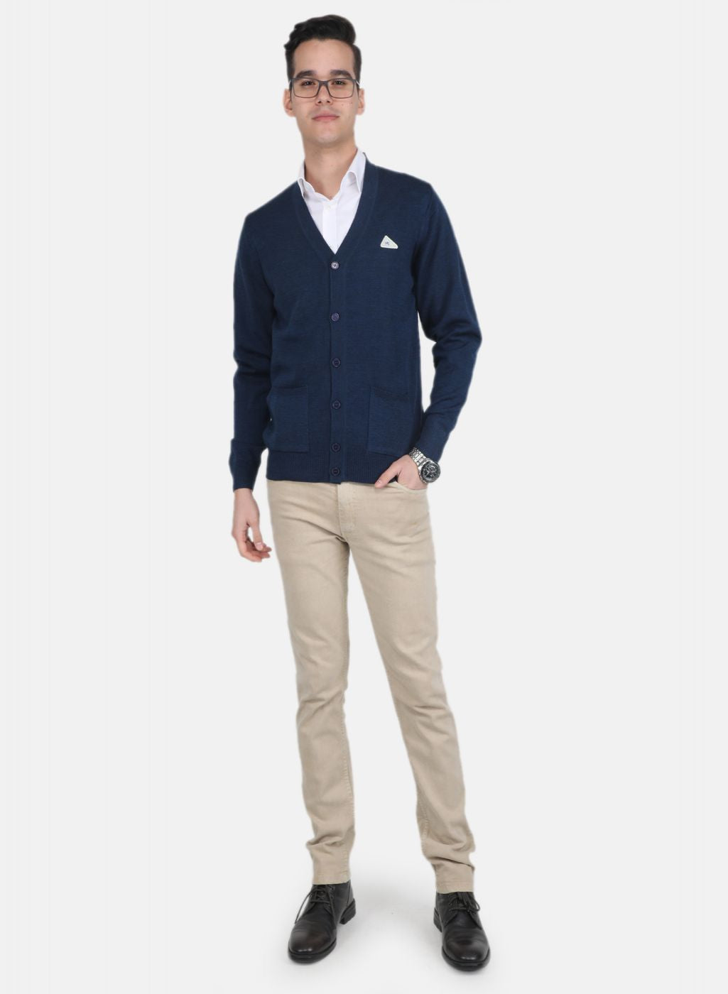 Men NAvy Blue Solid Cardigan