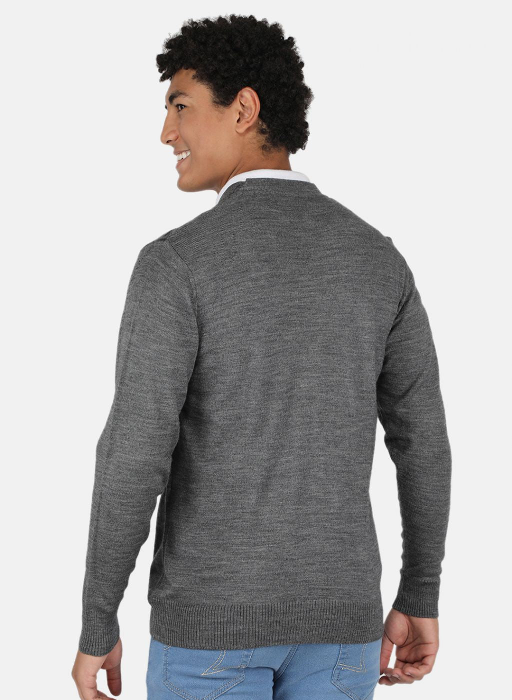 Men Grey Solid Cardigan