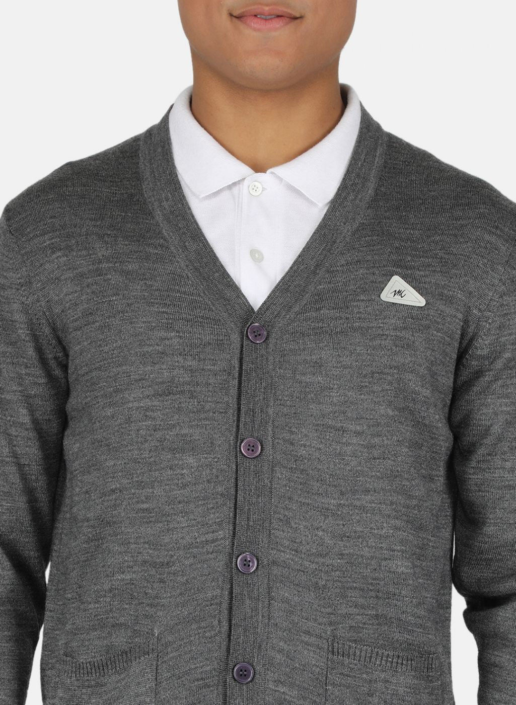 Men Grey Solid Cardigan