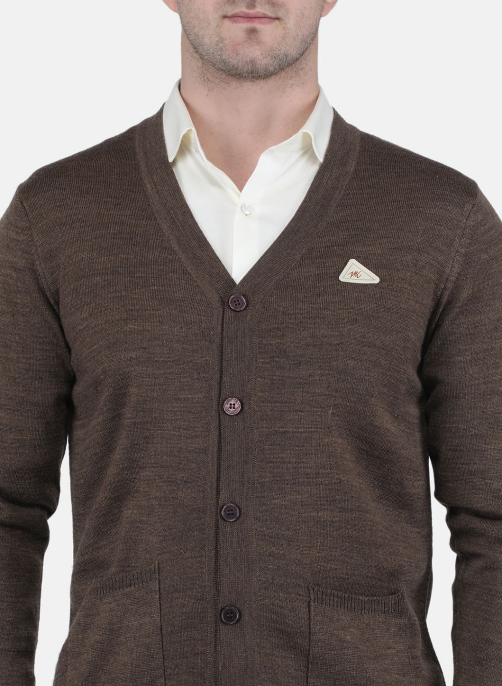 Men Brown Solid Cardigan