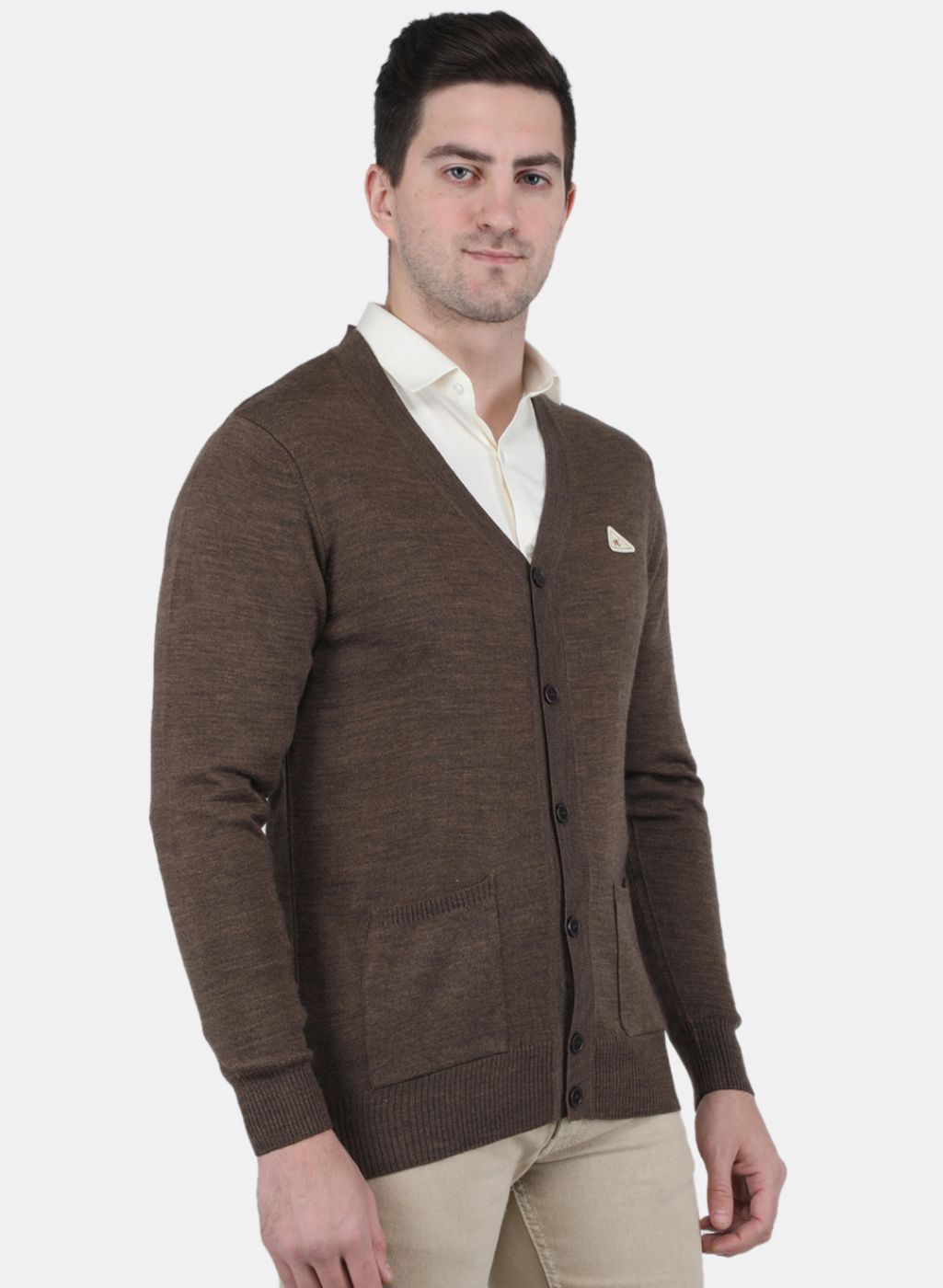 Men Brown Solid Cardigan