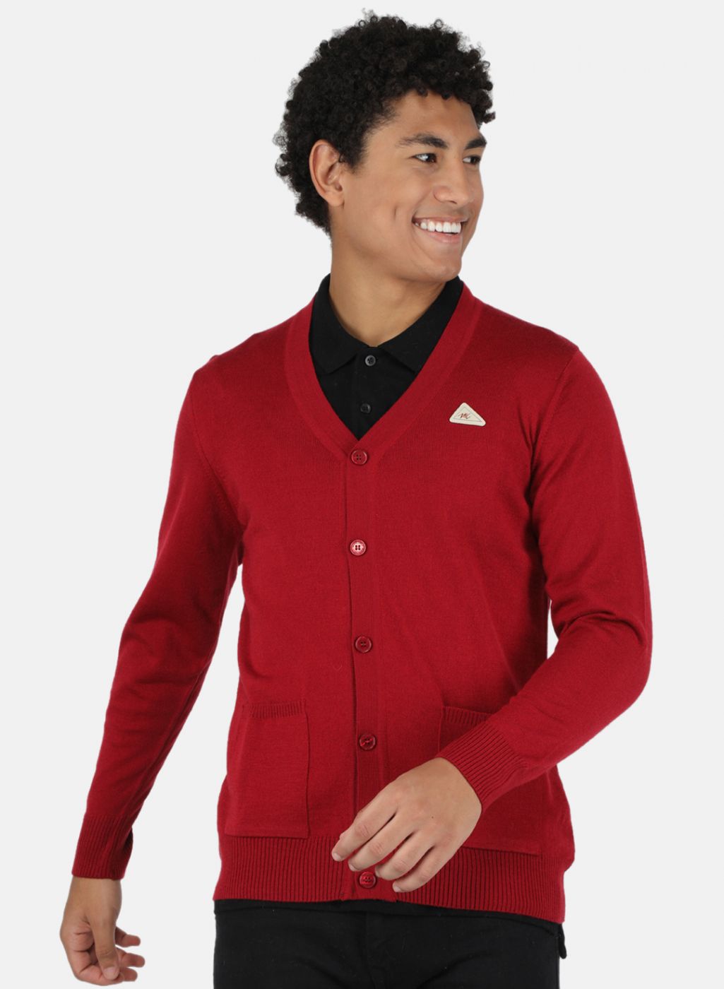 Men Maroon Solid Cardigan