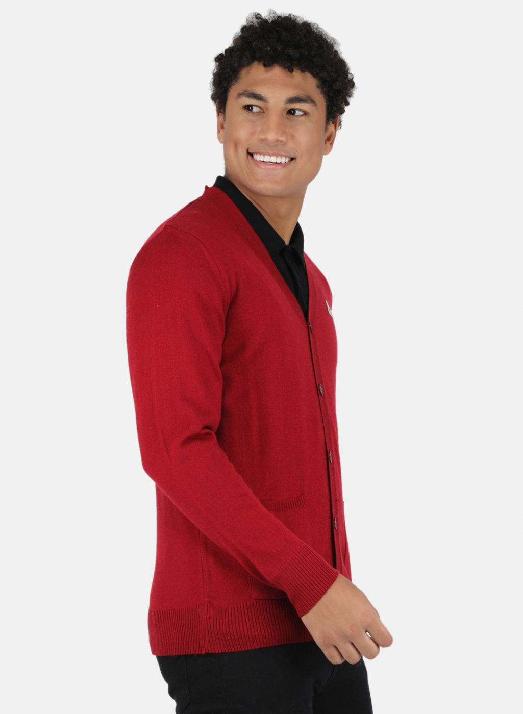 Men Maroon Solid Cardigan