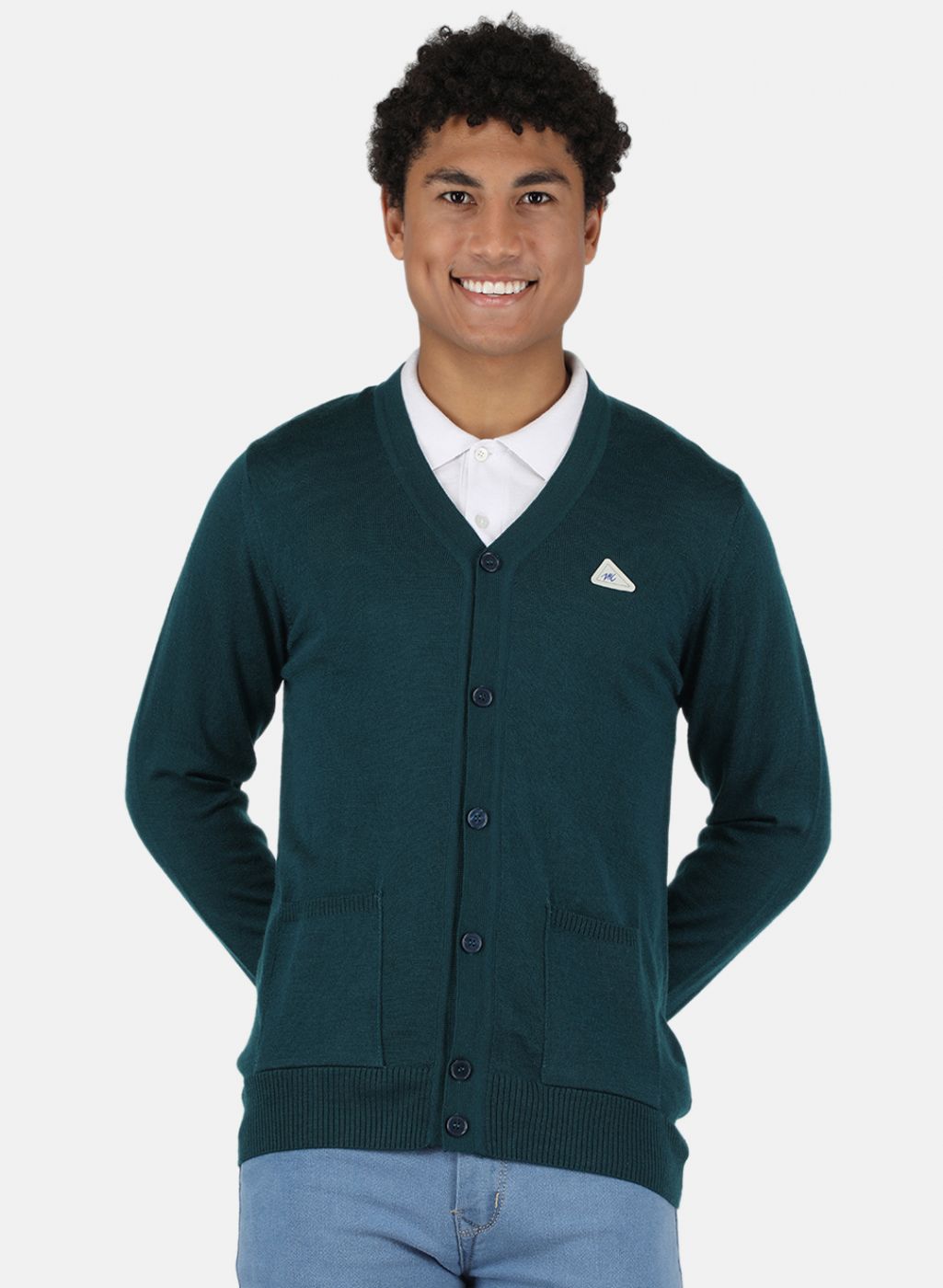 Men Green Solid Cardigan