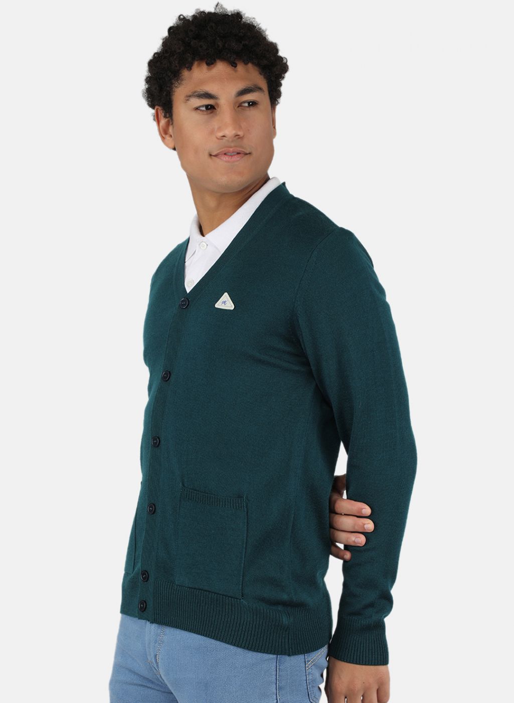 Men Green Solid Cardigan