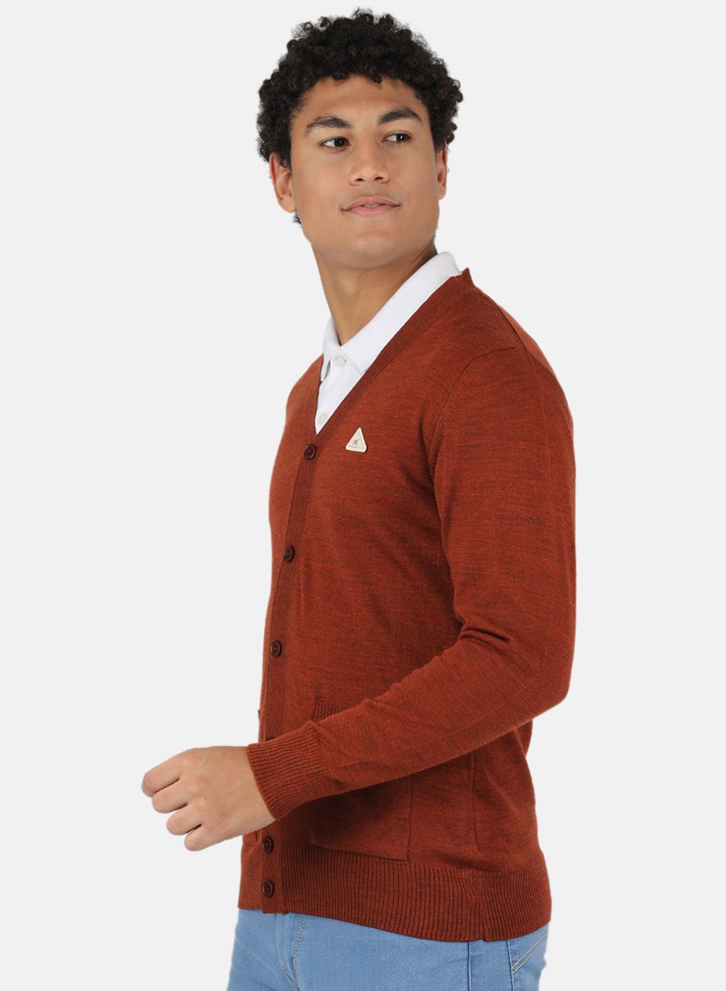 Men Brown Solid Cardigan