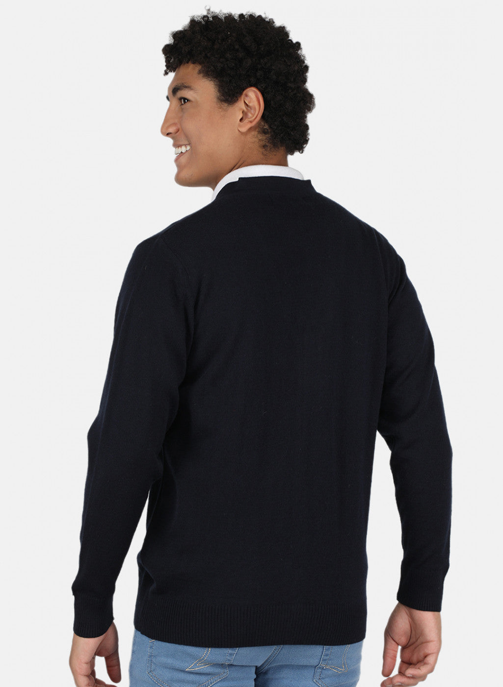 Men NAvy Blue Solid Cardigan