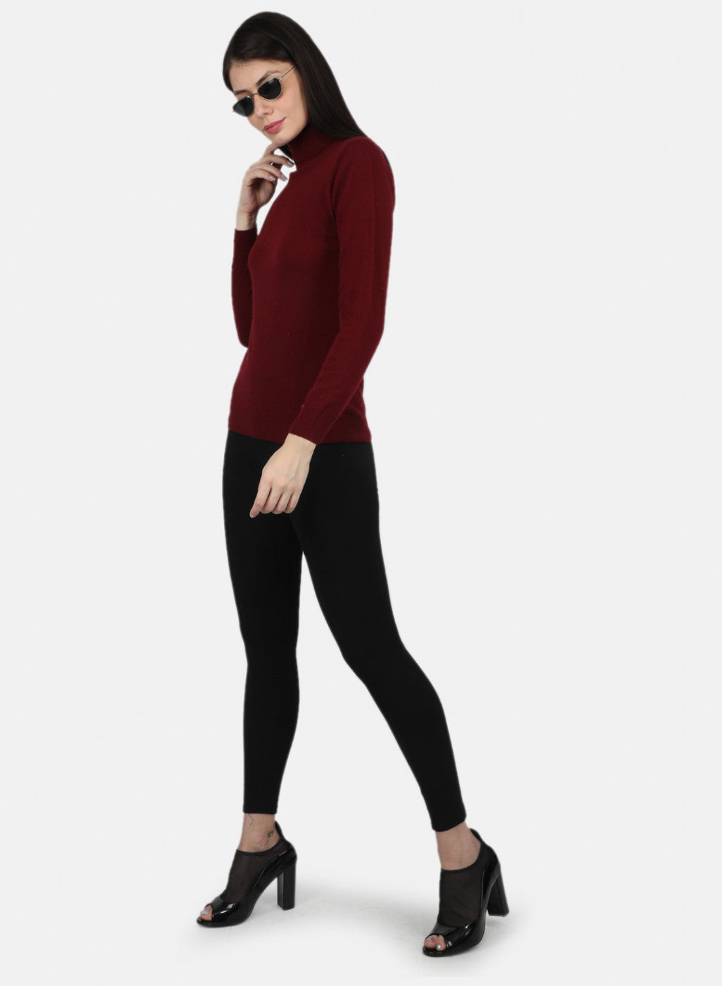 Women Maroon Solid Top