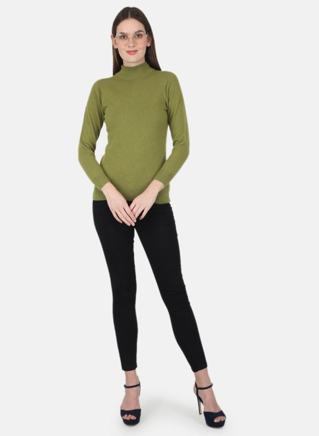 Women Green Solid Top