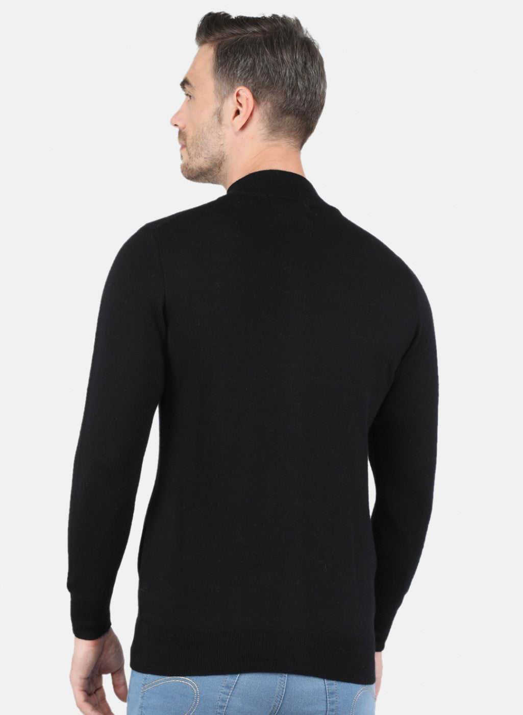 Men Black Solid Pullover