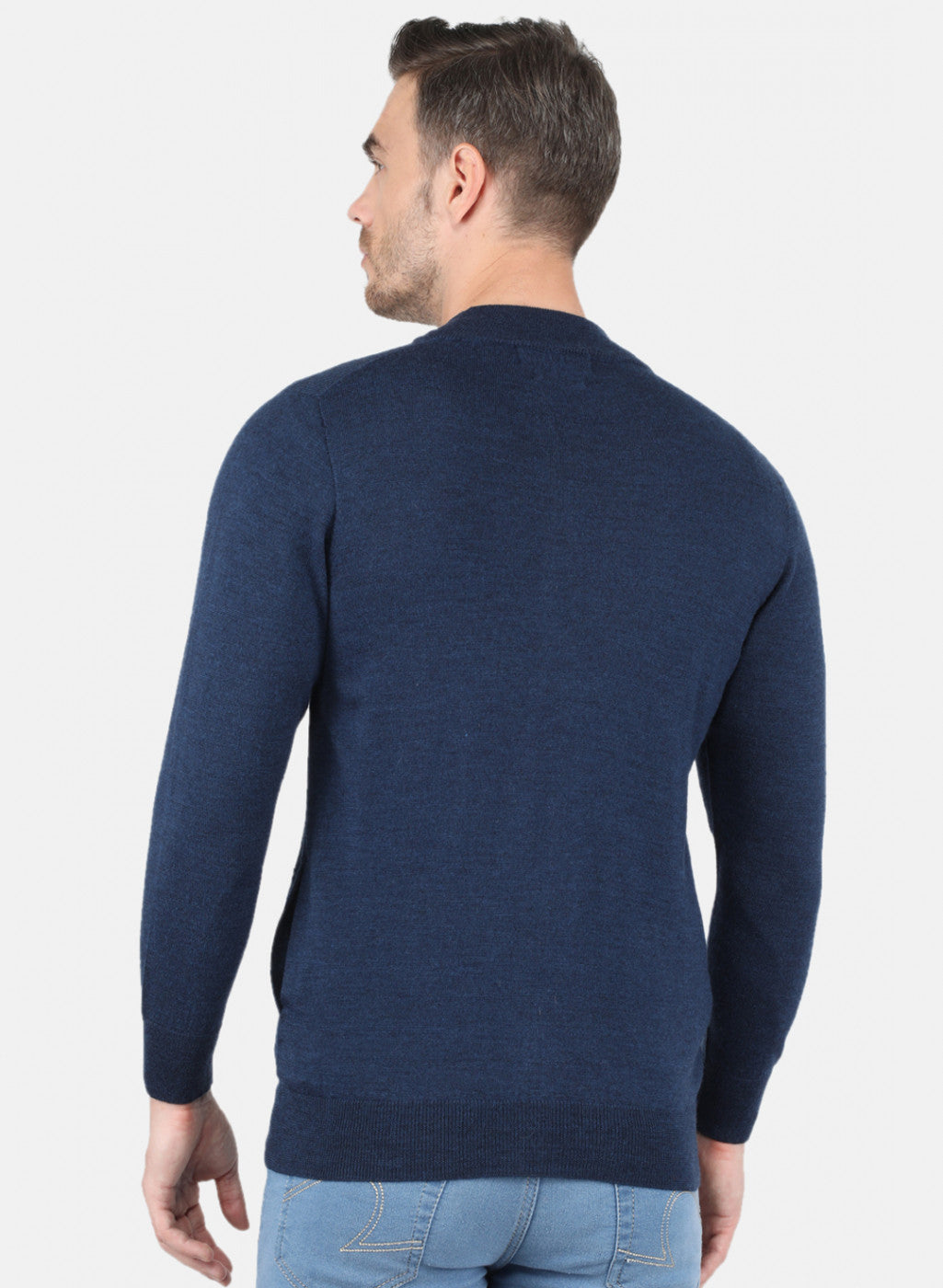 Men NAvy Blue Solid Pullover