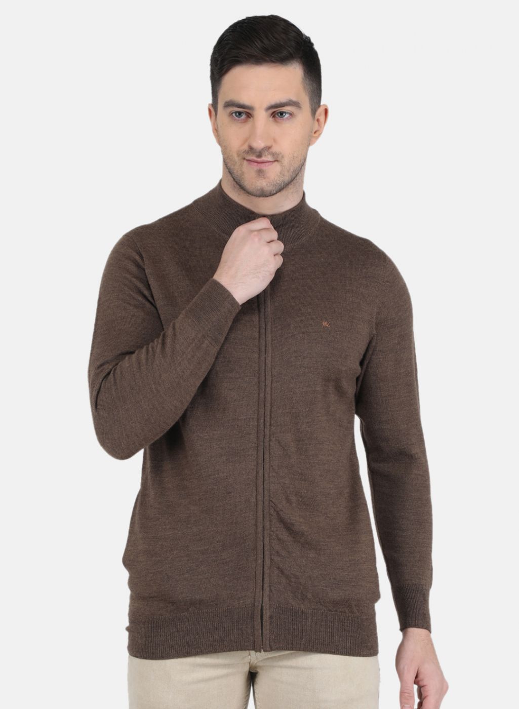 Men Brown Solid Pullover