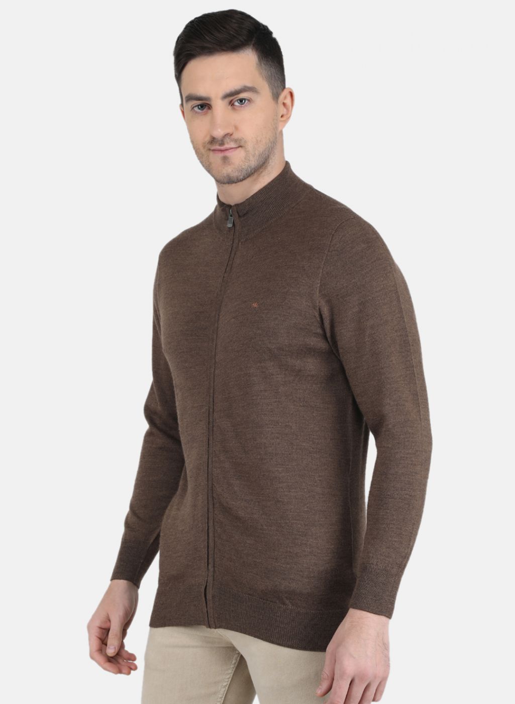 Men Brown Solid Pullover