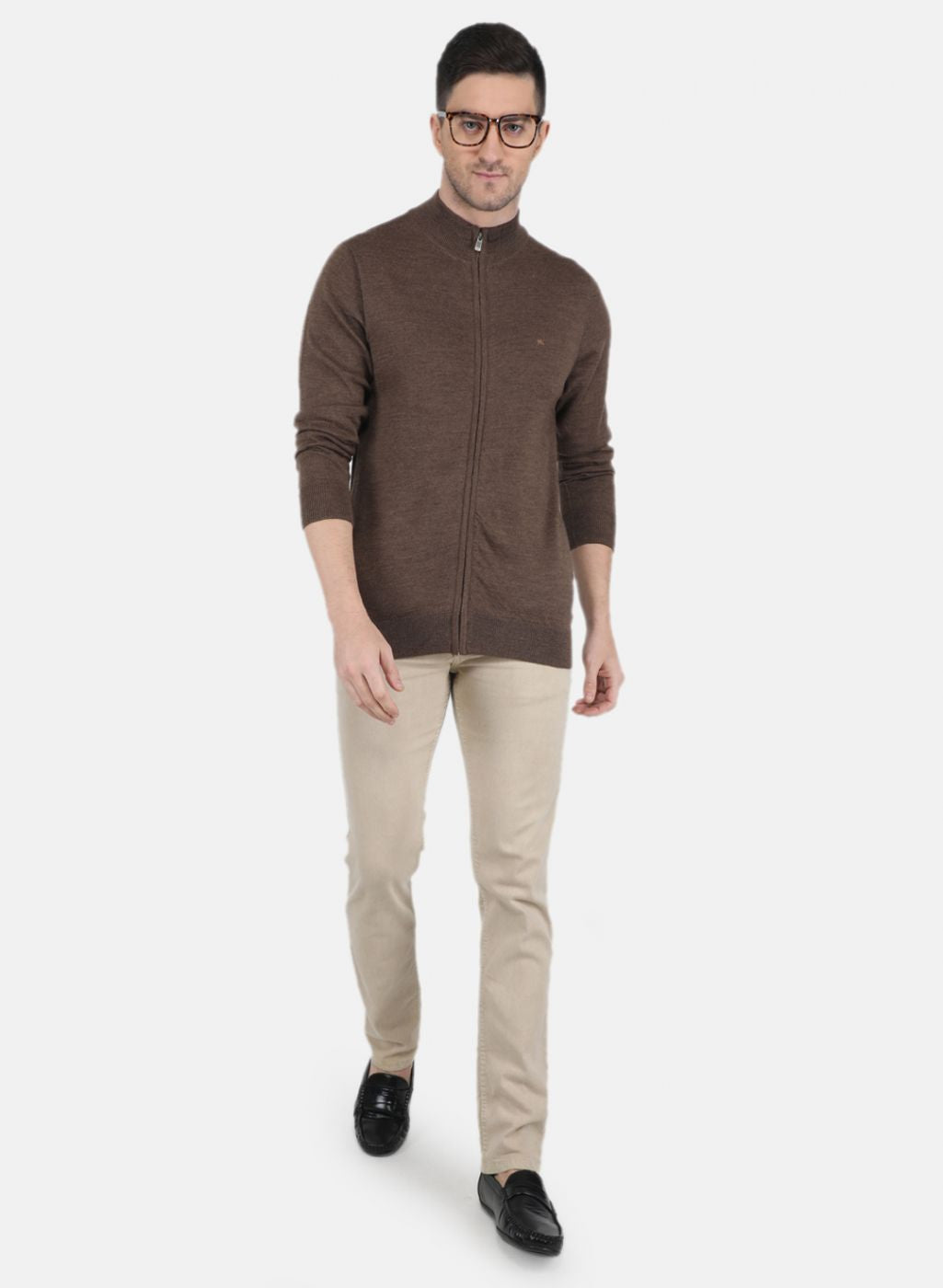 Men Brown Solid Pullover