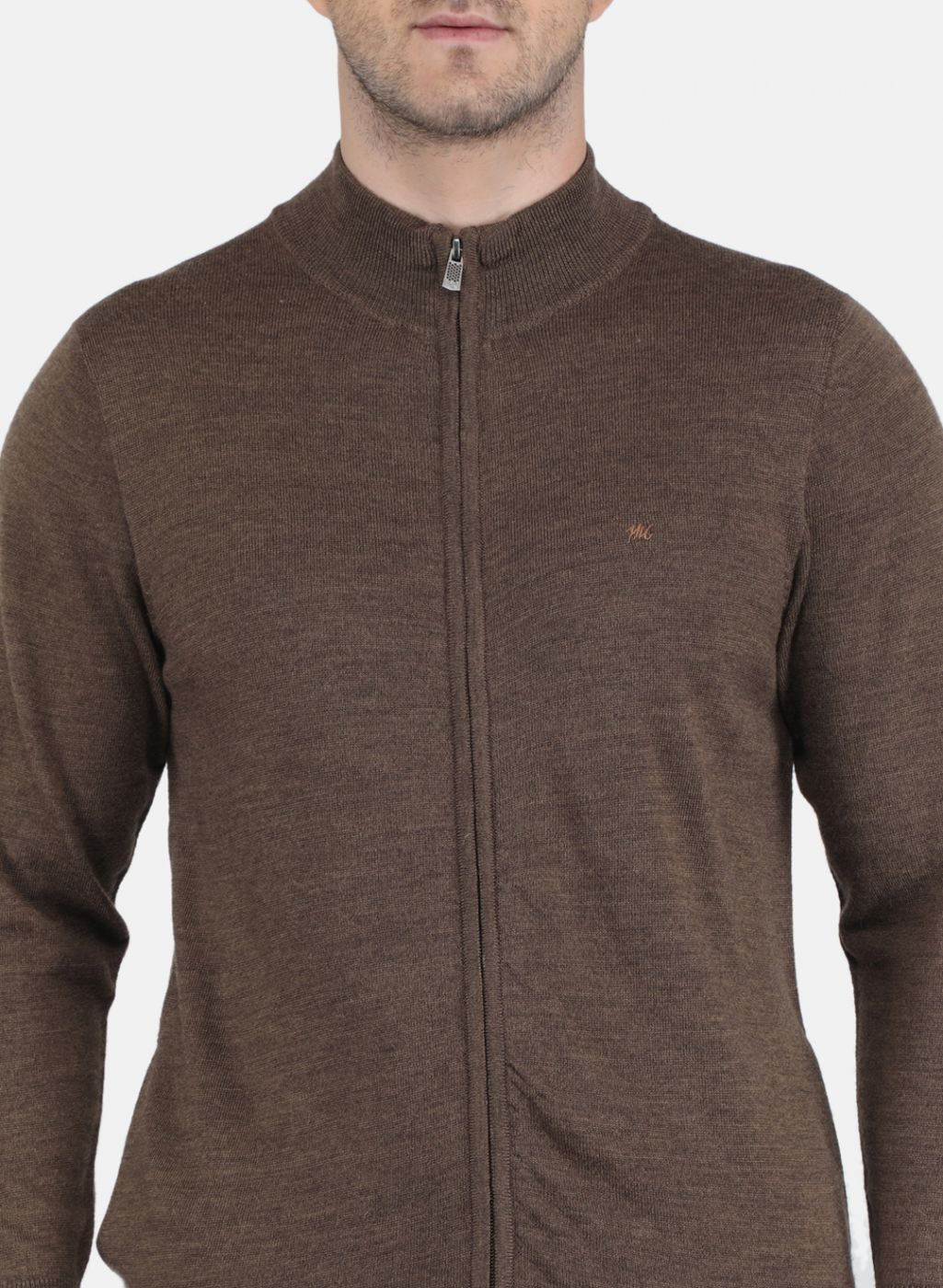 Men Brown Solid Pullover