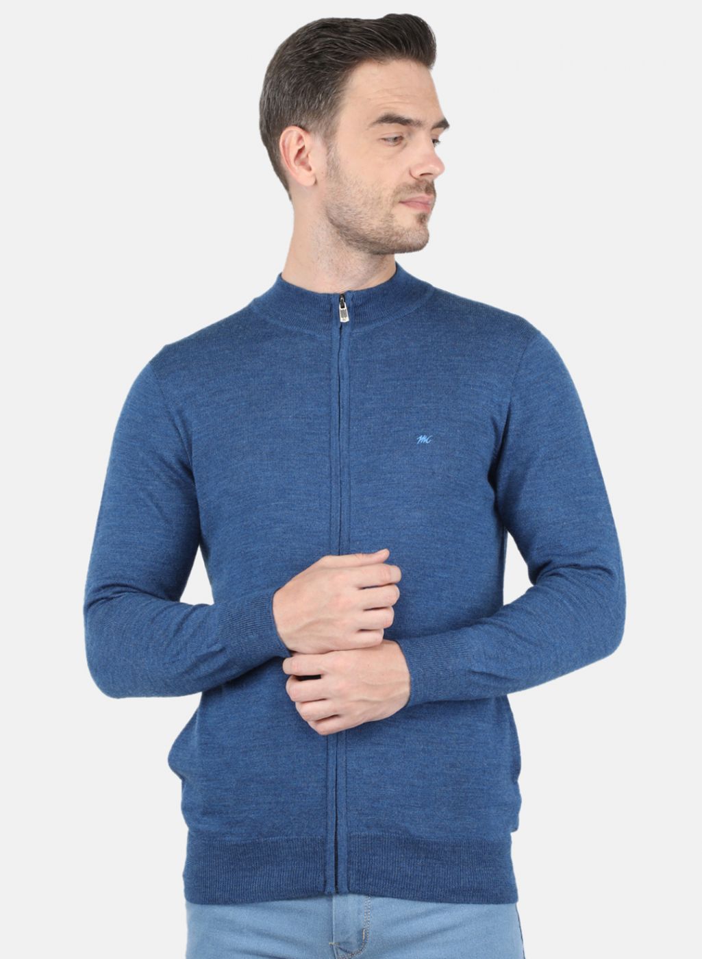 Men Blue Solid Pullover