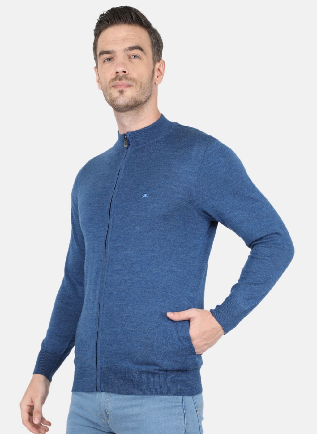 Men Blue Solid Pullover