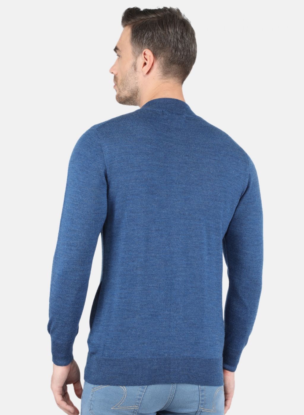 Men Blue Solid Pullover