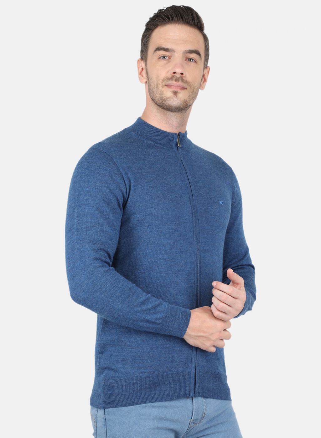 Men Blue Solid Pullover