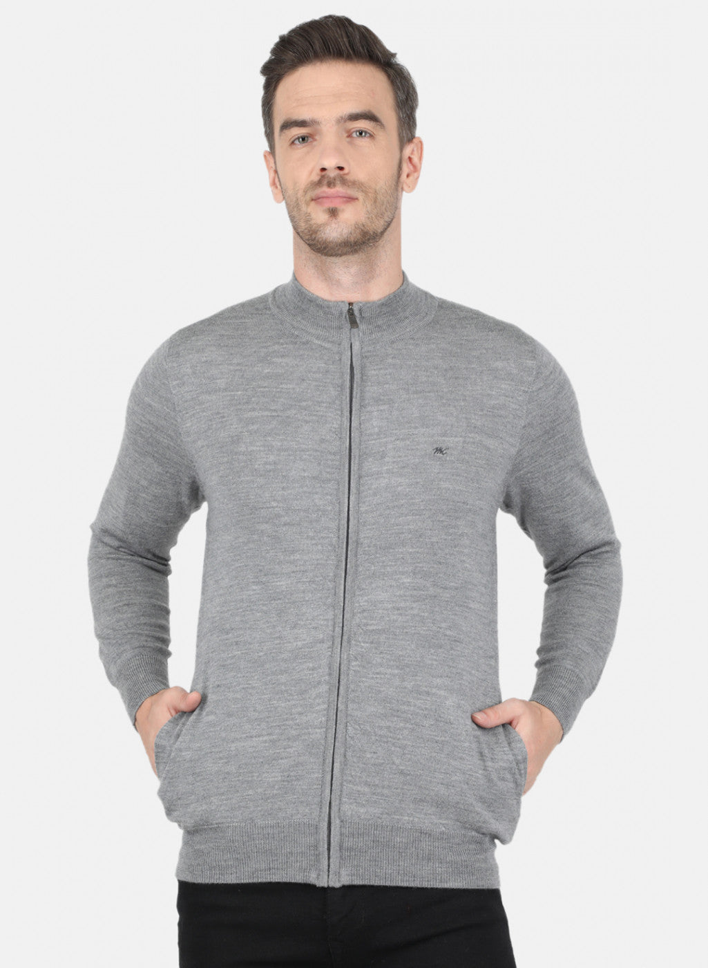 Men Grey Solid Pullover