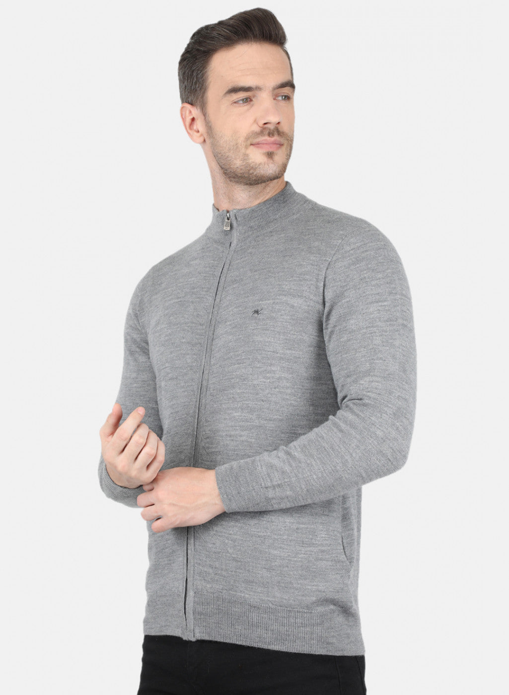 Men Grey Solid Pullover