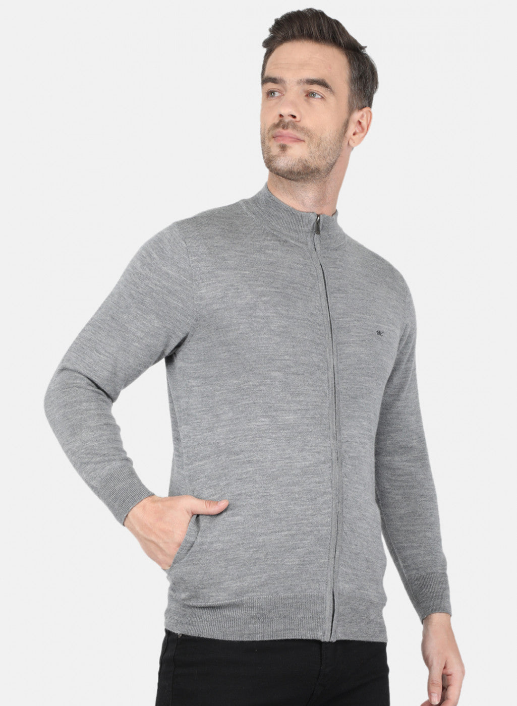 Men Grey Solid Pullover