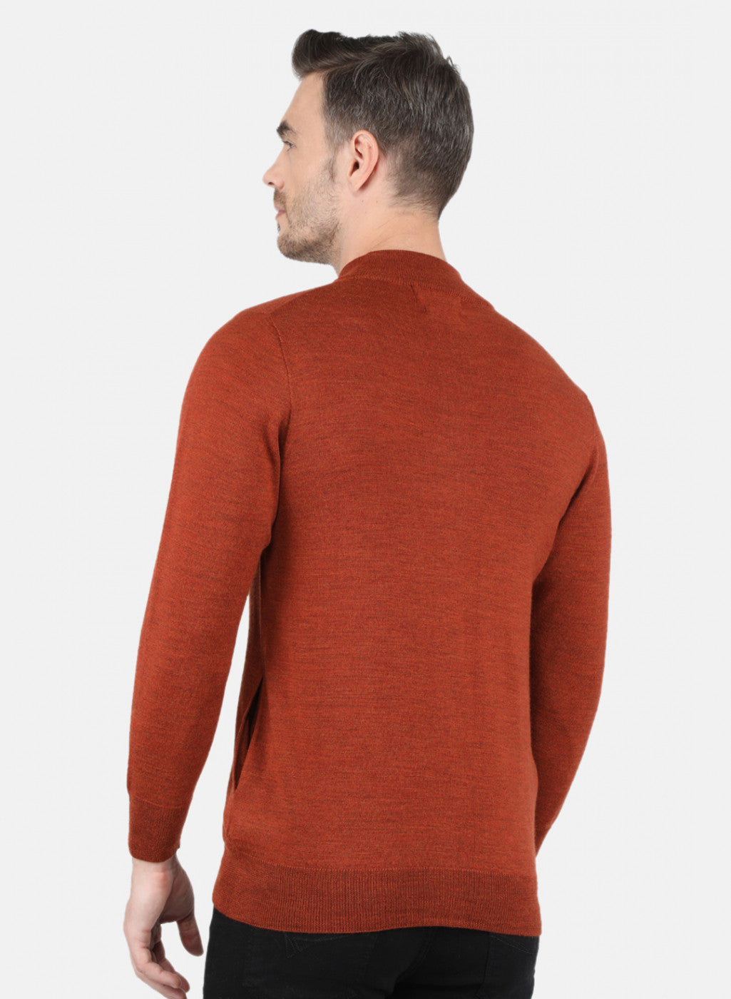 Men Rust Orange Solid Pullover