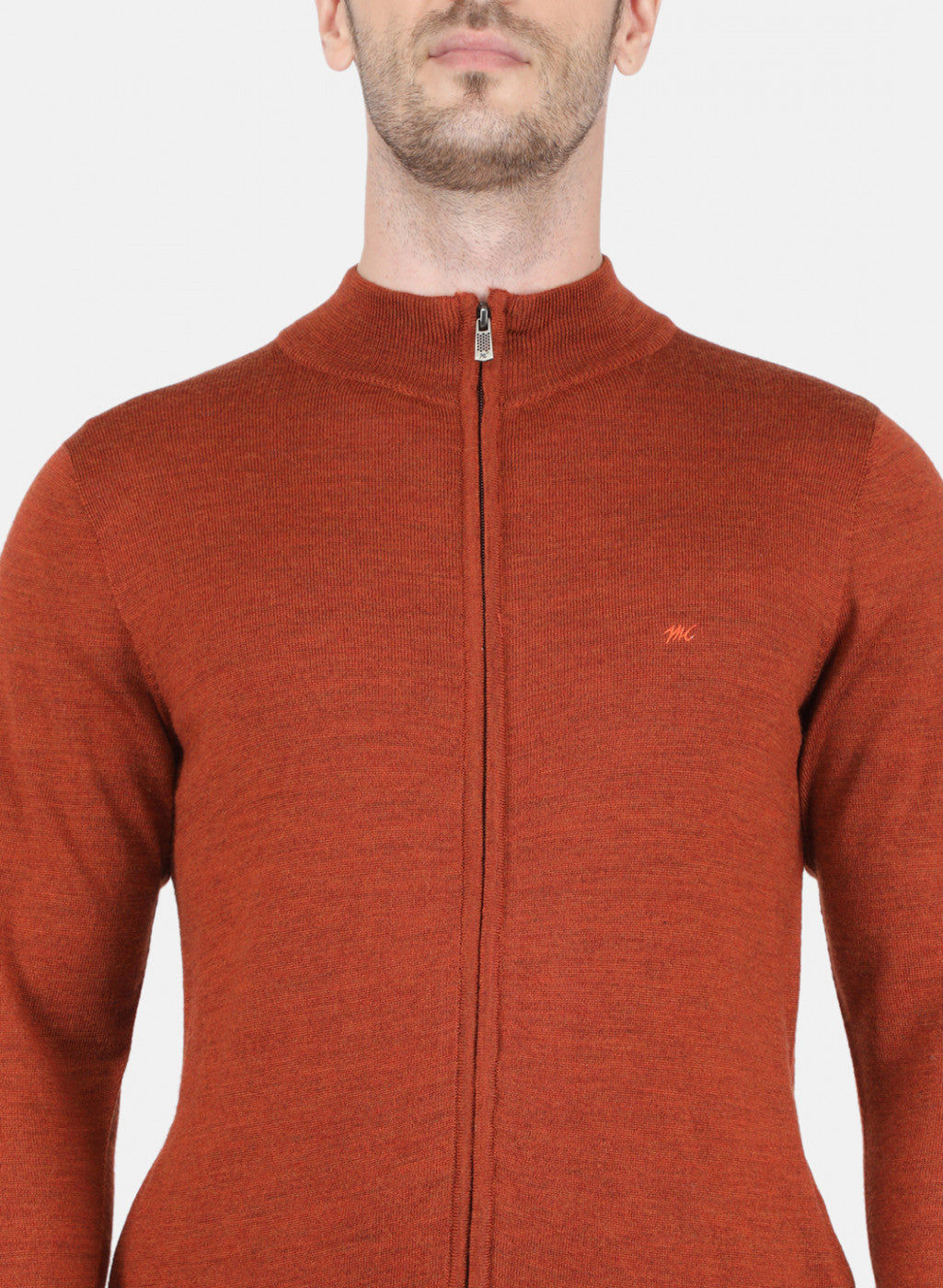 Men Rust Orange Solid Pullover