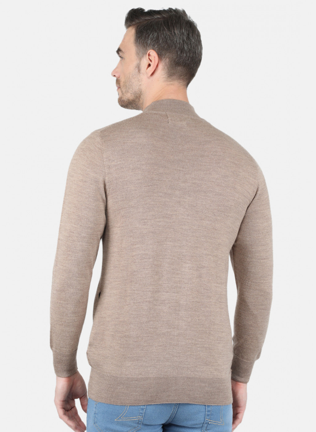 Men Beige Solid Pullover