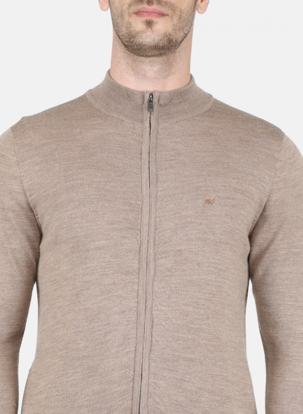 Men Beige Solid Pullover