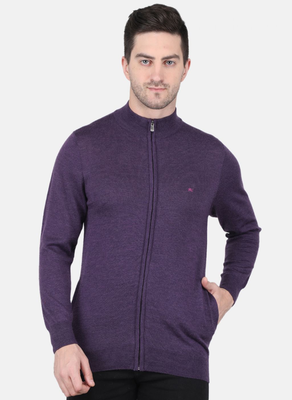 Men Purple Solid Pullover