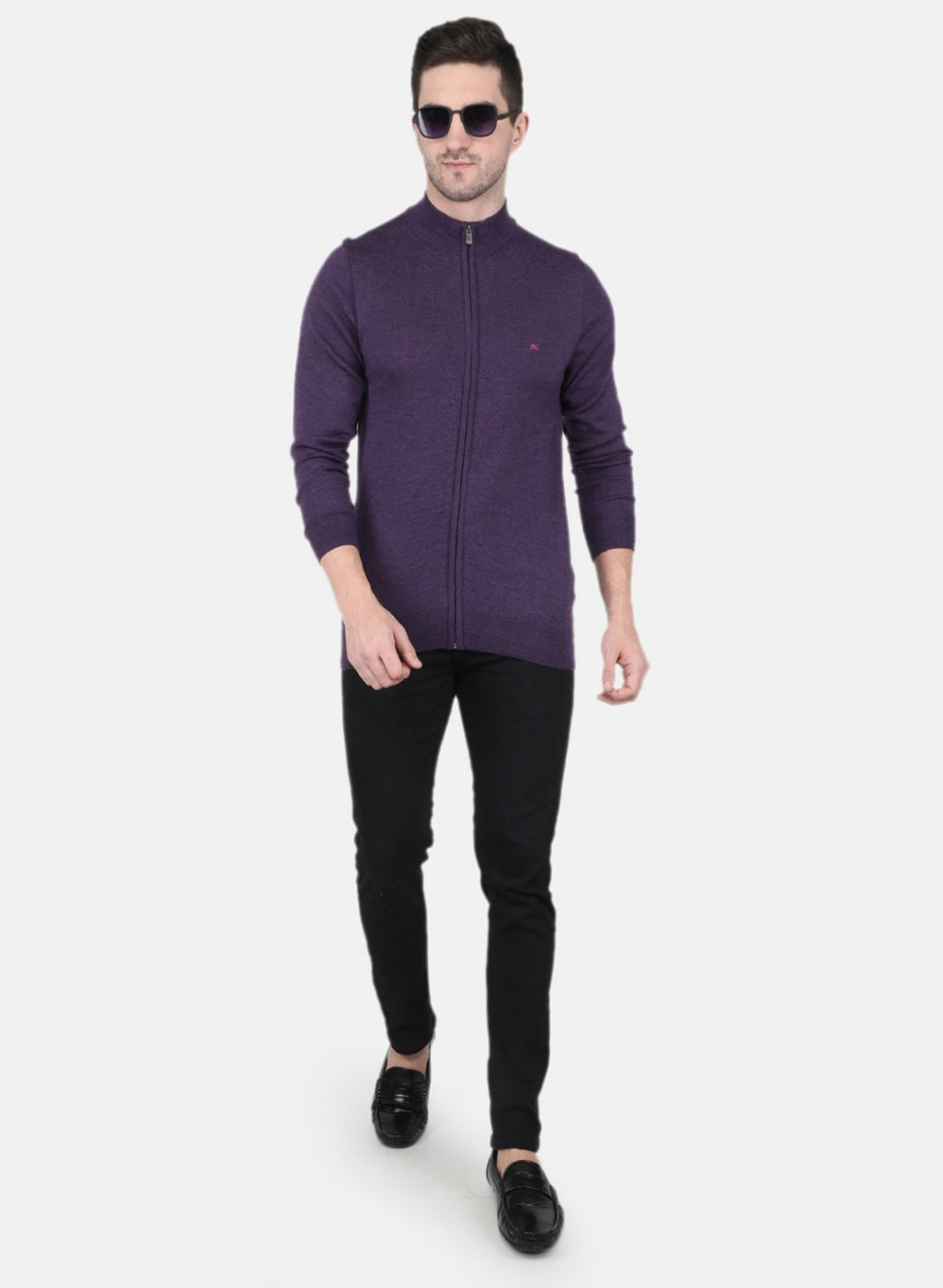 Men Purple Solid Pullover